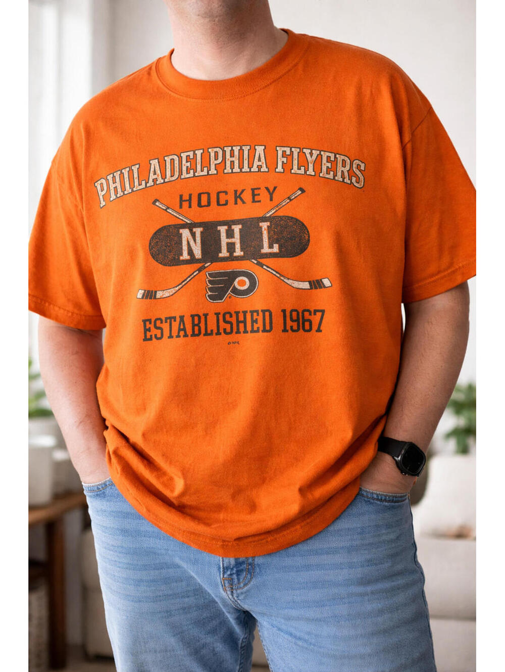 Philadelphia Flyers Old Time Hockey T Shirt Large Made USA NHL Orange Retro 🟣